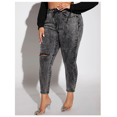 Women High Waist Stretchy Hole Curvy Denim Jeans