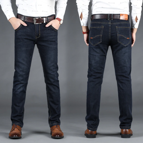 Men Business Style Slim fit Straight Jeans Fashion Stretch Casual denim trousers Plus Size 40
