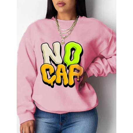 Letter Print Sweatshirt Streetwear Hoodies Women Long Sleeve Pullovers Hooded