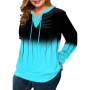 Gradient Printed Trend Cute 90S Pullovers Plus Size Sweatshirt Drawstring V Neck Women Fashion