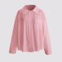 Women's Blouse Long Sleeve Turn-down Collar T Shirt Casual Solid Loose Oversized Clothing