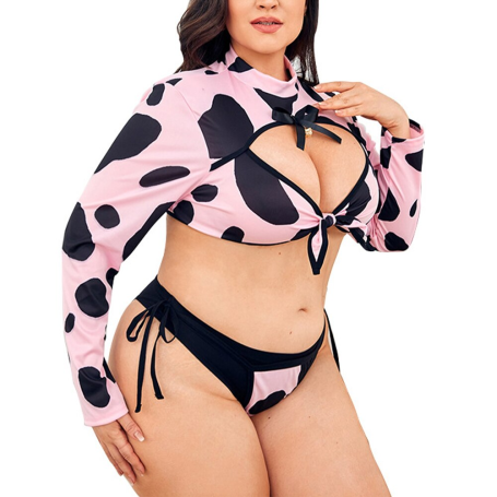 Plus Size Women Lingerie Sleepwear Three Point Role Play Black-and-white Half Point Suit Underwear
