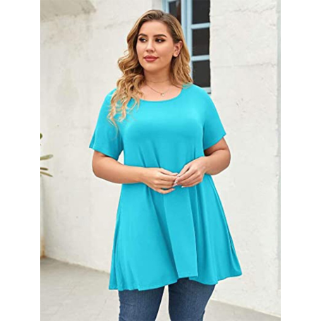 Casual Blouse Tee Shirt Plus Size Ladies Tunic Peplum Tops Women Short Sleeve Solid Streetwear