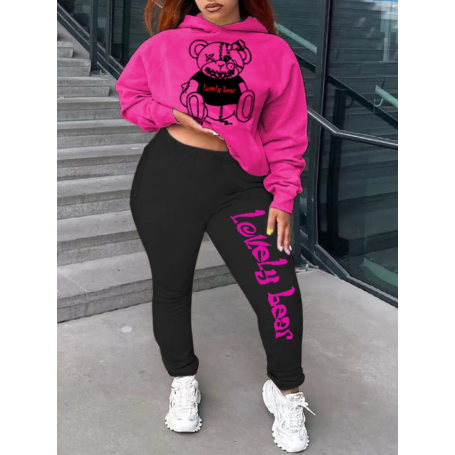 Plus Size Gradient Geometric Print Pocket Tracksuit Set Drop Shoulder Hooded Collar Stretchy Casual 2PCs For Women