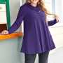 Ruffle V Neck Long Sleeve Plus Size with Pockets Tunic Tops Women Casual Solid Pullover Oversized Tee T Shirt