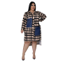 New Plus Size Women Buttons Casual Long Sleeve Loose Office Lady Plaid Shirt Midi Dresses