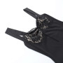 Sexy Lace Dark Style Splicing Wave Collar A-line Pendulum Dress Women Backless Strappy Hip Goth Dress
