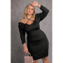 Plus Size Women Sexy Bodycon Stretch Pleated Side Outfits Evening Dress