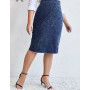 Women's Plus Size Denim Skirt Chic Elegant Skirt For Chubby Women Knitted Cotton Skirt