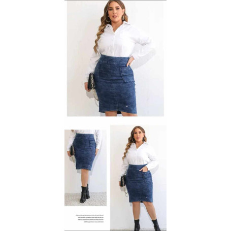 Women's Plus Size Denim Skirt Chic Elegant Cotton Knitted Skirt