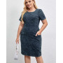 Women's Plus Size Denim Cotton Woven Crew Neck Casual Fashion Dress