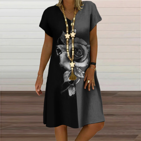 Plaid Geometric Graphic Mini Dresses For Women's Clothing New Casual Loose Short Sleeve V-Neck