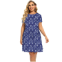 Print Dress Women Short Sleeve Loose Dresses New Fashion Street Casual O-Neck Plus Size