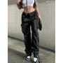 Cargo Pants Baggy Jeans Women Fashion Streetwear Pockets Straight High Waist Casual Vintage Denim Trousers Overalls