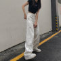 Women's Wide Leg White Newest Casual Streetwear Loose High Waist Fashion