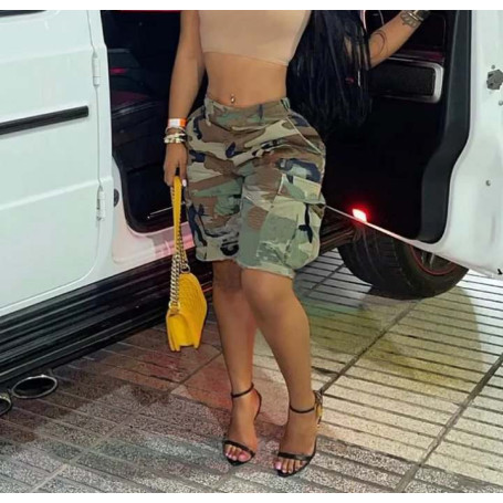 Camouflage Pants Women Fashion Pockets Cargo Pants Casual Hipster Streetwear Vintage Loose Shorts Basic
