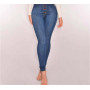 Women Stretch Slim Jeans High Waist Push Up Hips Buttons Elastic Cotton Denim Pants