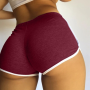 Women Short Pants Contrast Binding Side Split Elastic Waist Patchwork Casual Shorts