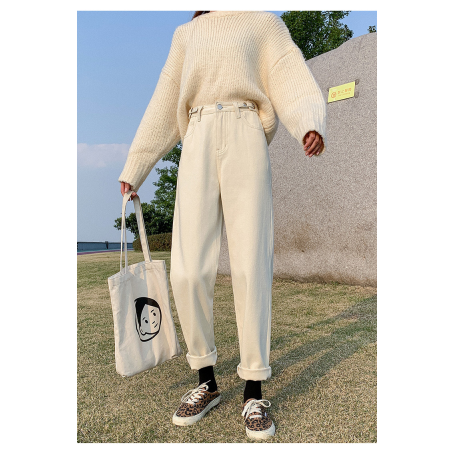 Women's Jeans Fleece Pants Loose Harem Velvet Denim Trousers