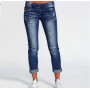 Fashion Mid Waist Women Vintage Distressed Denim Pants Crimped Destroyed Pencil Pants Casual Ripped Jeans