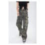 Women's Cargo Jeans High Waist Streetwear Baggy Straight Vintage Denim Trouser Camouflage Colors Wide Leg Chic Design Pants