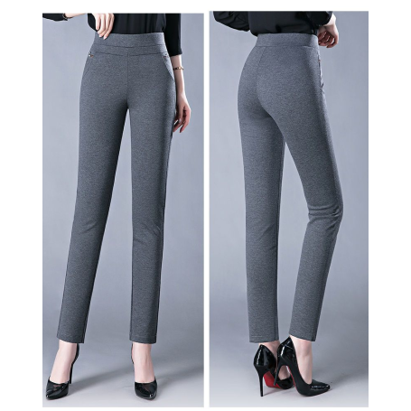 All-match Fashion Pencil Pants Pockets High Waist Elastic Band 5XL Casual Straight Trousers