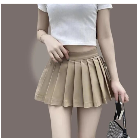 Women Pleated Skirt Club Korean Style  A-line Skirt Stylish High Waist