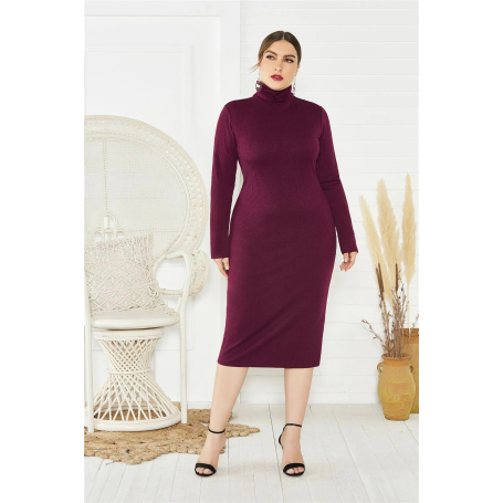 Women Knitted Turtleneck Sweater Bodycon Casual Fit Elegant Dresses Plus Size 5XL Pencil 5 Colors