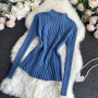 Women Knitted Sweater Pullover Half Turtleneck Jumper Sweater Solid Slim Chic Streetwear Long Sleeve Top