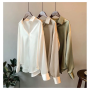 Women's Clothing Silk Shirt Vintage Blouse Sheer Top Long Sleeve Shirt Plus Size Overshirt