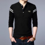 Men's Long Sleeved POLO T-shirt Casual Cotton Breathable Top Stand Up Neck Comfortable Shirt