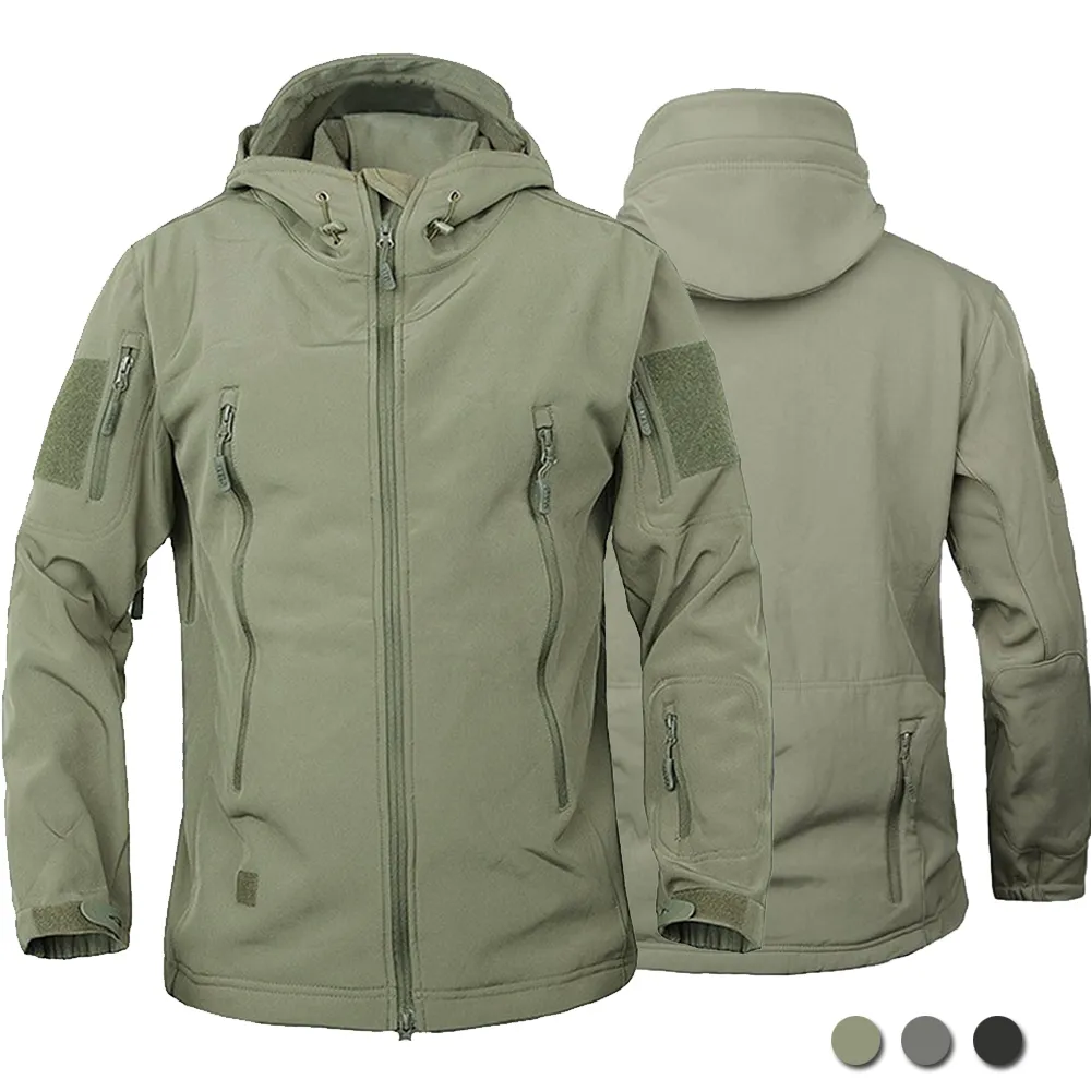 Men Military Outdoor Jackets Shark Skin Soft Shell Tactical Waterproof Windbreaker Army Combat Jacket Hooded Bomber Coats