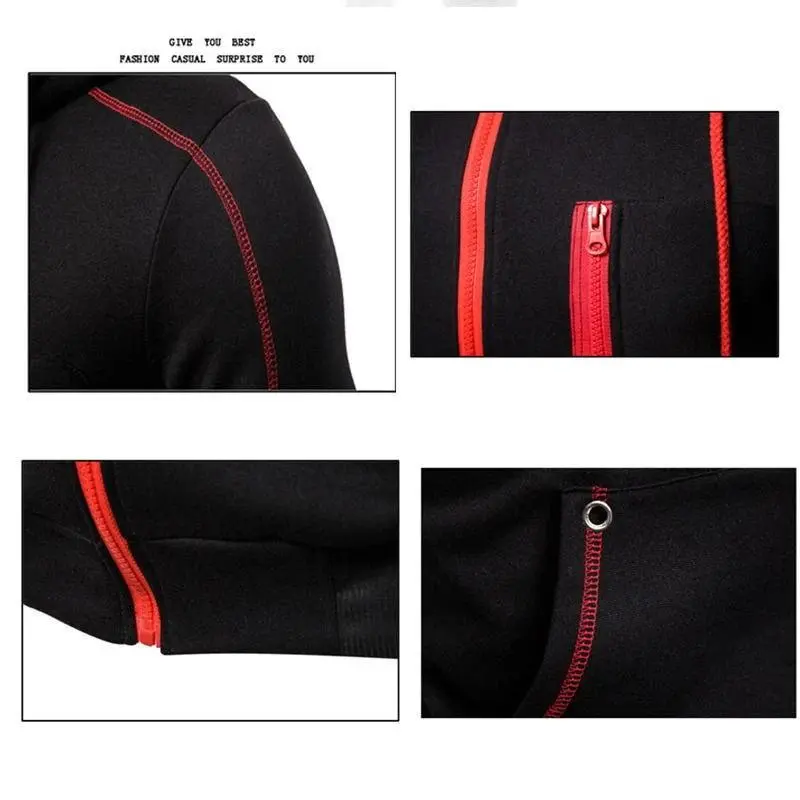 Men's Zipper Jacket Hooded Pullover + Sweatpants Sports Casual Jogger Sportswear 2 Piece Fleece Streetwear Sets