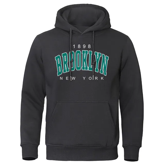 Men 1898 Brooklyn New York Printed Hoody Creativity Crewneck Clothing Fashion Oversize Sweatshirt