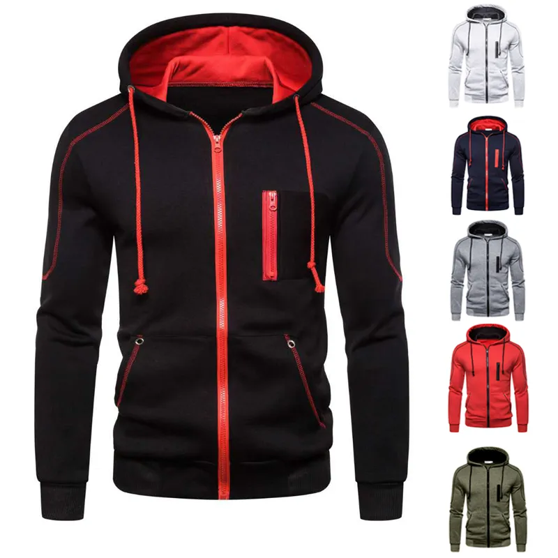 Men's Hooded Color Block Fleece Cool Casual Clothing Apparel Jacket