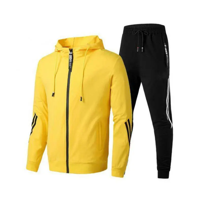 Men's Tracksuit Set Solid Color Hoodies and Drawstring Sweatpants Loose Fit Leisure Sportswear Suit