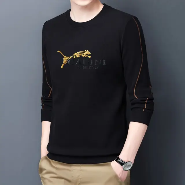 Men Sweaters Knitted Pullover Skin Breathable Simple Letter Print Sweatshirt