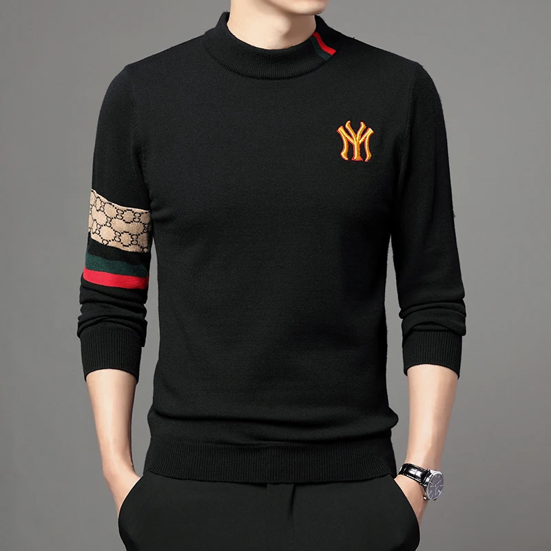Men Casual Embroidery Knitted Sweaters Pullovers Designer O-neck Sweatshirt