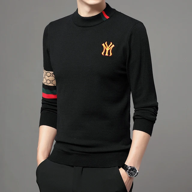 Men Casual Embroidery Knitted Sweaters Pullovers Designer O-neck Sweatshirt
