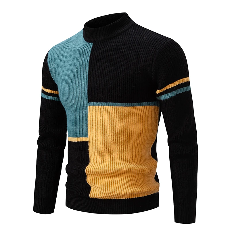 Men's Casual Half High Neck Sweater Knit Pullover Tops
