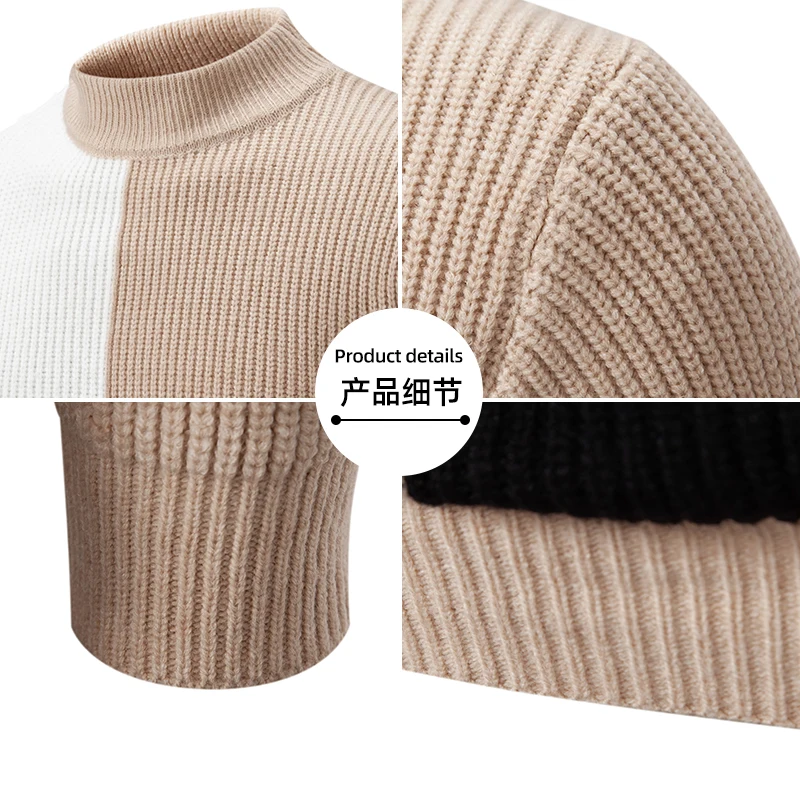 Men's Casual Half High Neck Sweater Knit Pullover Tops