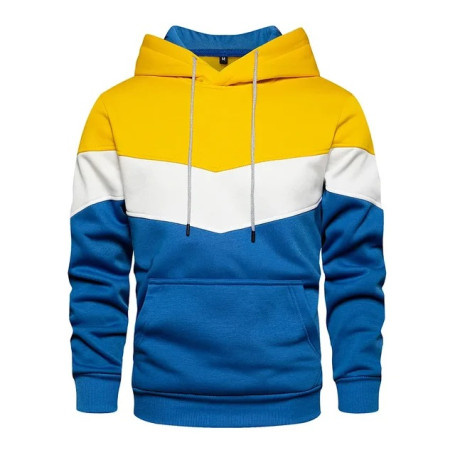 Men's Patchwork Hooded Sweatshirt Clothing Casual Loose Fleece Warm Streetwear
