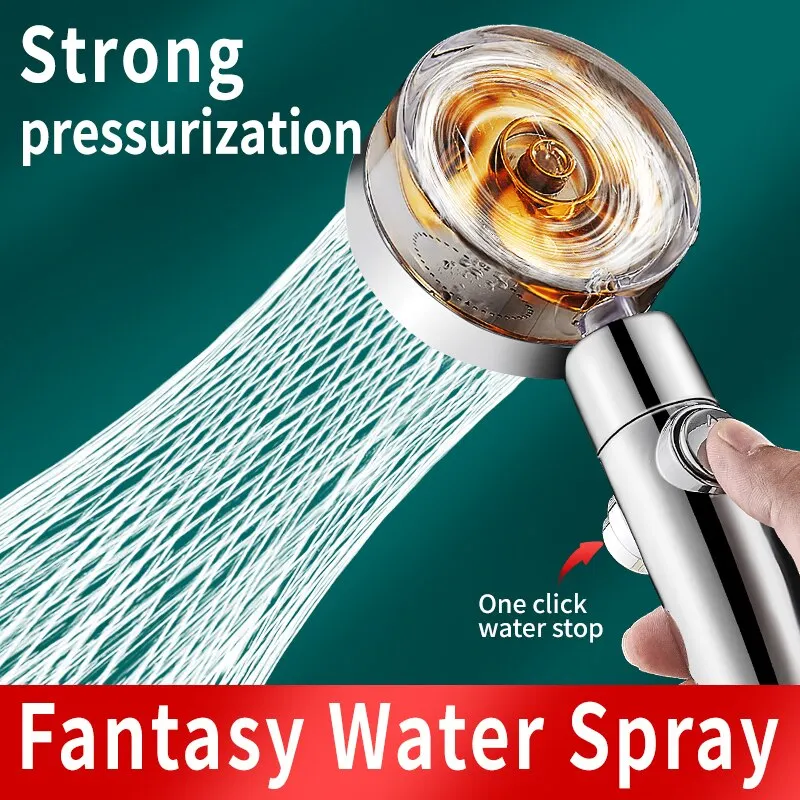 Propeller Shower Head Rainfall High Pressure Water Saving Bathroom Shower Accessary Pressurized Nozzle Universal Adaptation