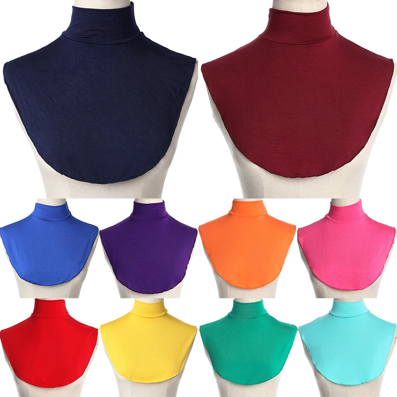 Women Turtleneck Fake Collar Clothing Accessories Muslim Collar Elegant Islamic Hijab Extensions Solid Color Mock Neck Cover