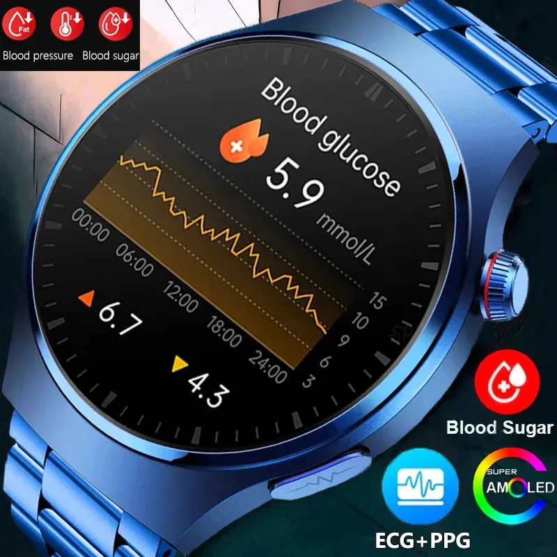 Men Health Monitor Smart Watch Heart Rate ECG+PPG AMOLED 466*466 HD Screen Bluetooth Call Smart Watch