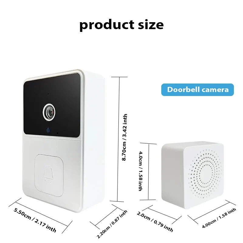 WiFi Video Doorbell Camera Visual Wireless Smart Doorbell Night Vision Two-Way Audio Cloud Storage Security Door Bell Chime
