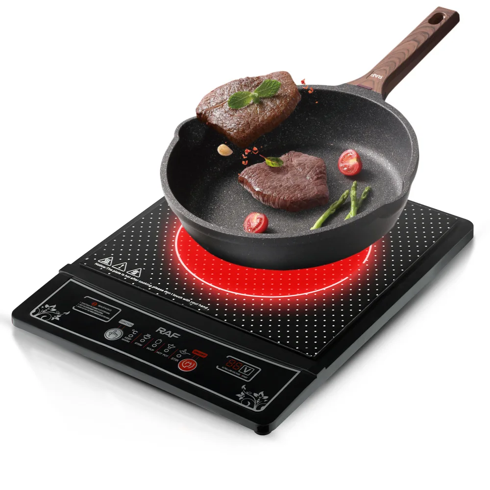 220V Smart Induction Cooker with Ceramic Panel Waterproof, Key-controlled for Cooking and Hot Pot 2000W