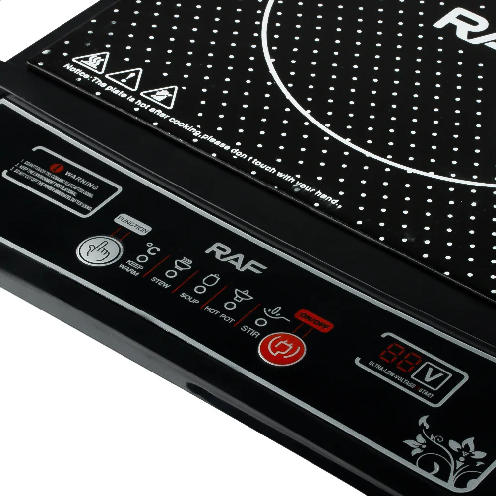 220V Smart Induction Cooker with Ceramic Panel Waterproof, Key-controlled for Cooking and Hot Pot 2000W