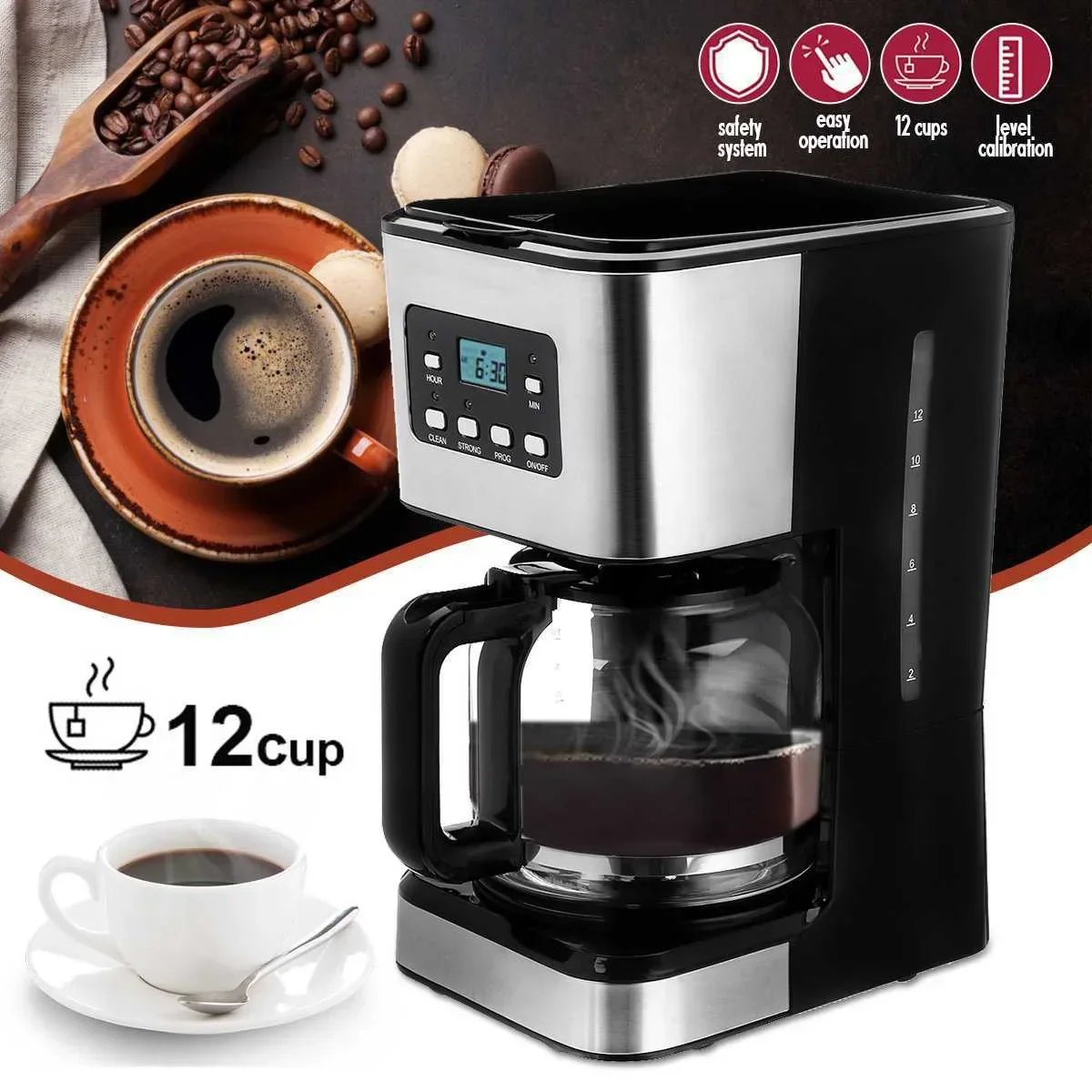 220V EU Electric Coffee Maker Household Espresso Maker Coffeeware Automatic Coffee Machine Drip Americano for Coffee Pots