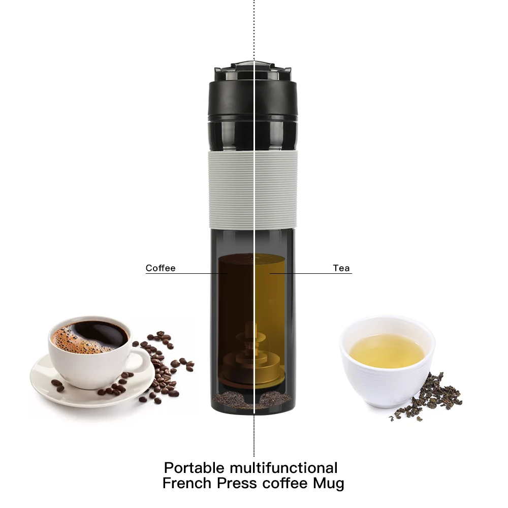 350ML Coffee Tea Portable French Press Coffee Maker Coffee Bottle Insulated Travel Mug Hand Pressure Coffee Pot For Car